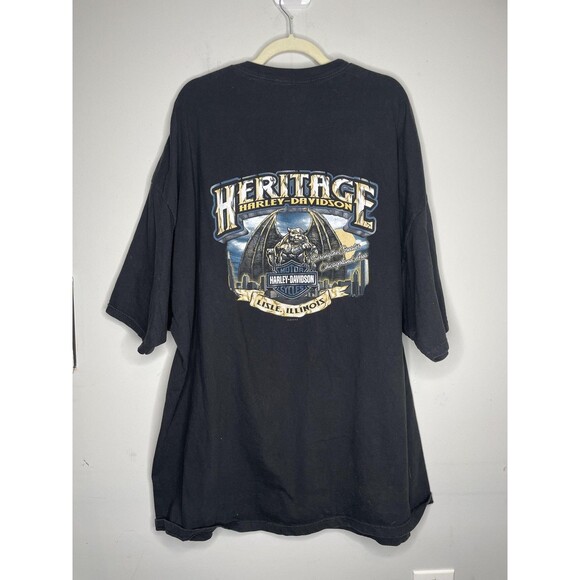 Vintage Harley Davidson Shirt Mens 5XL Black Heritage Gargoyle Graphic Y2k - Picture 8 of 9